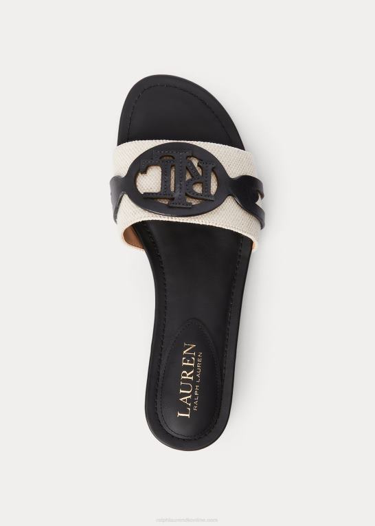 naturlig/sort Kvinder Ralph Lauren alegra kanvas-lædersandal Z426B4988