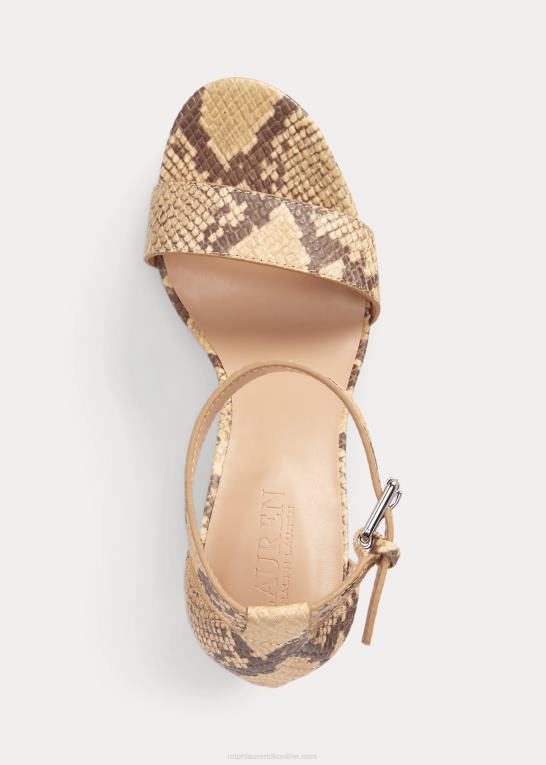 pergament Kvinder Ralph Lauren sylvia sandal i imiteret slangeskind Z426B4999