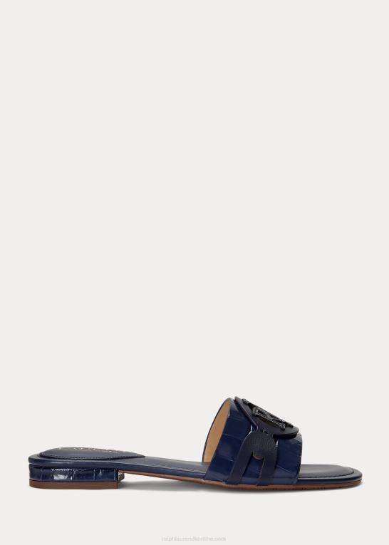 raffineret flåde Kvinder Ralph Lauren alegra krokodillepræget lædersandal Z426B9715