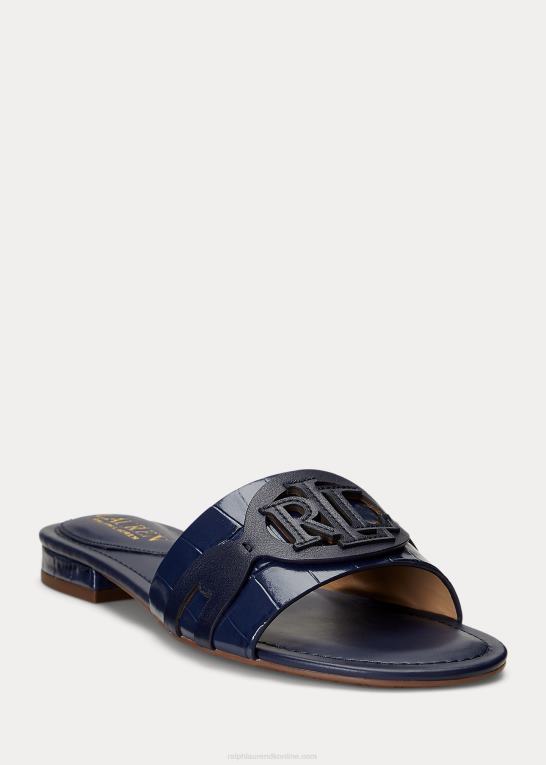raffineret flåde Kvinder Ralph Lauren alegra krokodillepræget lædersandal Z426B9715
