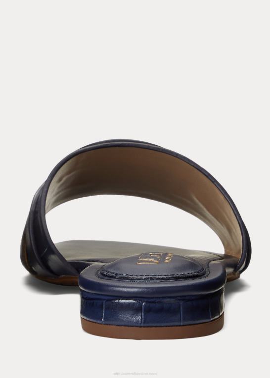 raffineret flåde Kvinder Ralph Lauren alegra krokodillepræget lædersandal Z426B9715