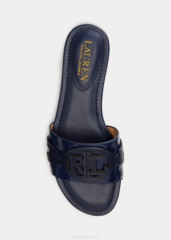 raffineret flåde Kvinder Ralph Lauren alegra krokodillepræget lædersandal Z426B9715