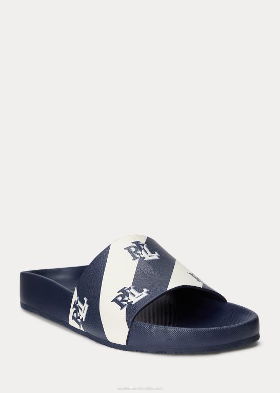 raffineret flåde Kvinder Ralph Lauren audrina logo imiteret læder sandal Z426B4993