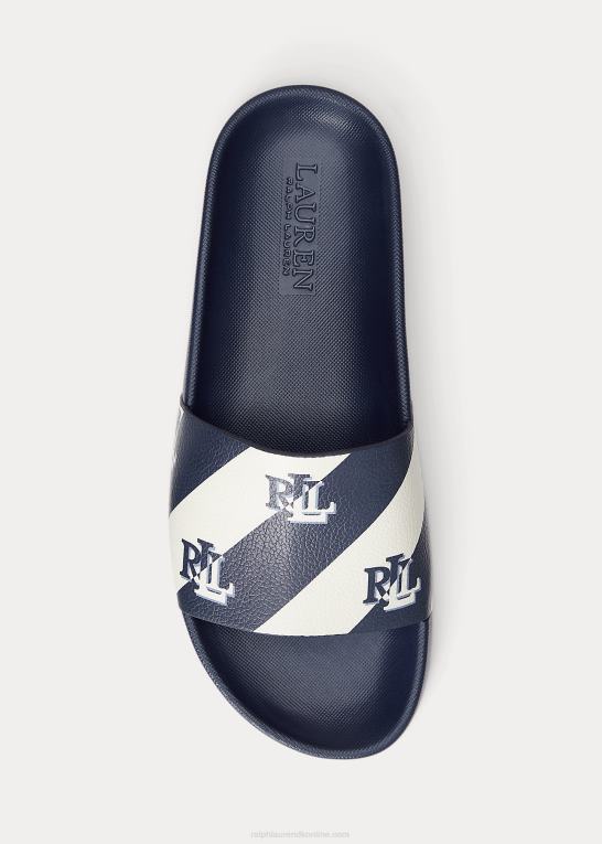 raffineret flåde Kvinder Ralph Lauren audrina logo imiteret læder sandal Z426B4993