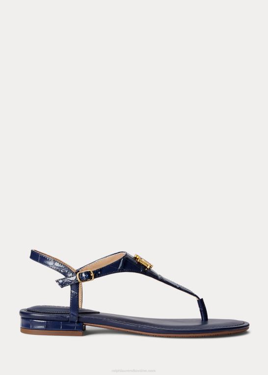 raffineret flåde Kvinder Ralph Lauren ellington sandal i præget læder Z426B9600