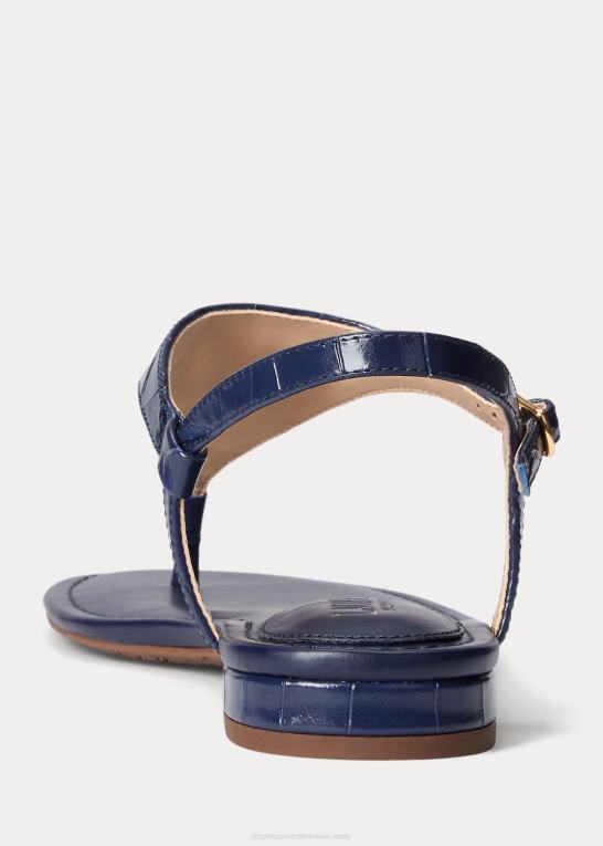 raffineret flåde Kvinder Ralph Lauren ellington sandal i præget læder Z426B9600