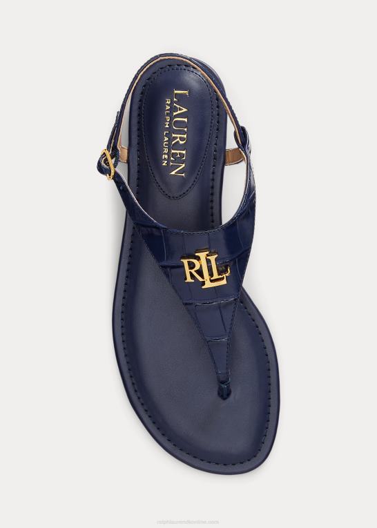 raffineret flåde Kvinder Ralph Lauren ellington sandal i præget læder Z426B9600