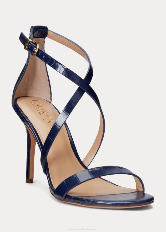 raffineret flåde Kvinder Ralph Lauren gabriel sandal i præget læder Z426B5016