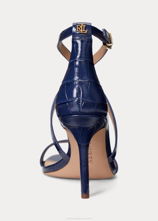 raffineret flåde Kvinder Ralph Lauren gabriel sandal i præget læder Z426B5016