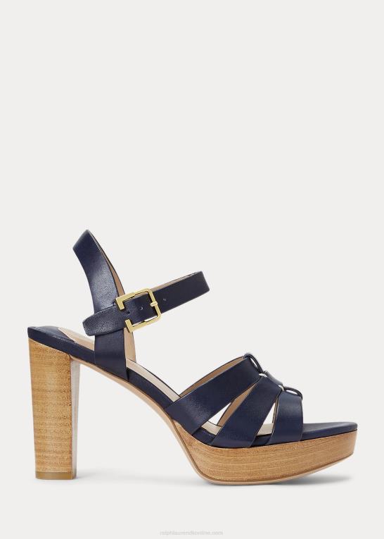 raffineret flåde Kvinder Ralph Lauren soffia sandal i poleret læder Z426B4998