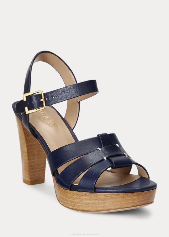 raffineret flåde Kvinder Ralph Lauren soffia sandal i poleret læder Z426B4998