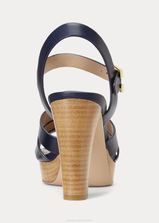 raffineret flåde Kvinder Ralph Lauren soffia sandal i poleret læder Z426B4998