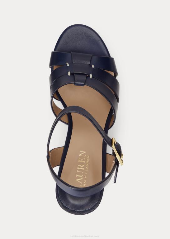 raffineret flåde Kvinder Ralph Lauren soffia sandal i poleret læder Z426B4998