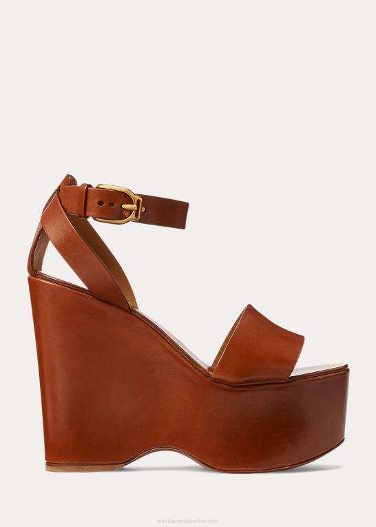 rl guld Kvinder Ralph Lauren zadie sandal af poleret kalveskind Z426B9670
