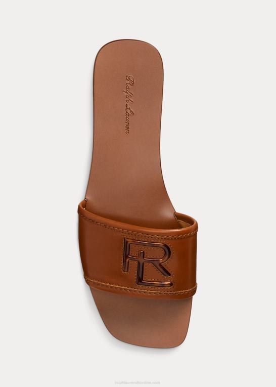 rl guld/brun multi Kvinder Ralph Lauren andela sandal i poleret kalveskind Z426B4981