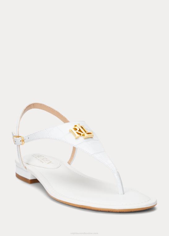 rl hvid Kvinder Ralph Lauren ellington sandal i præget læder Z426B9599
