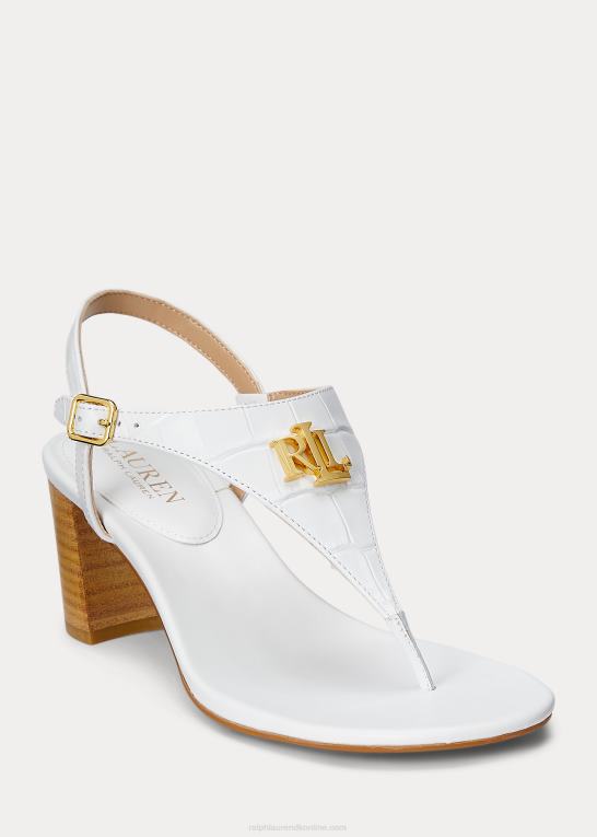 rl hvid Kvinder Ralph Lauren westcott ii sandal i præget læder Z426B5010