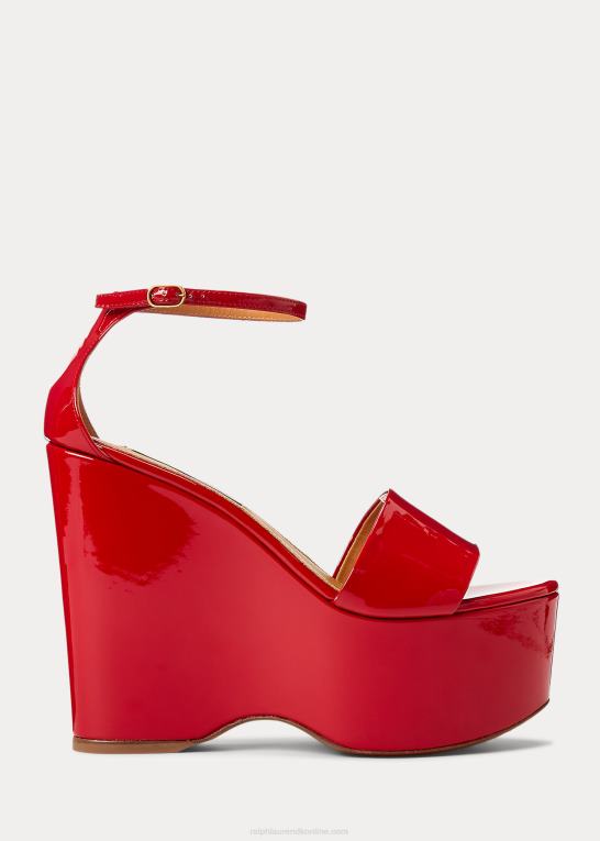 rouge Kvinder Ralph Lauren allston sandal i patenteret kalveskind Z426B9668