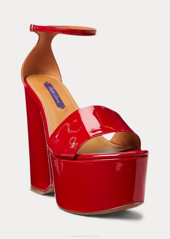 rouge Kvinder Ralph Lauren allston sandal i patenteret kalveskind Z426B9668