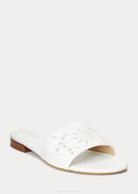 sne hvid Kvinder Ralph Lauren andee eyelet lædersandal Z426B4992
