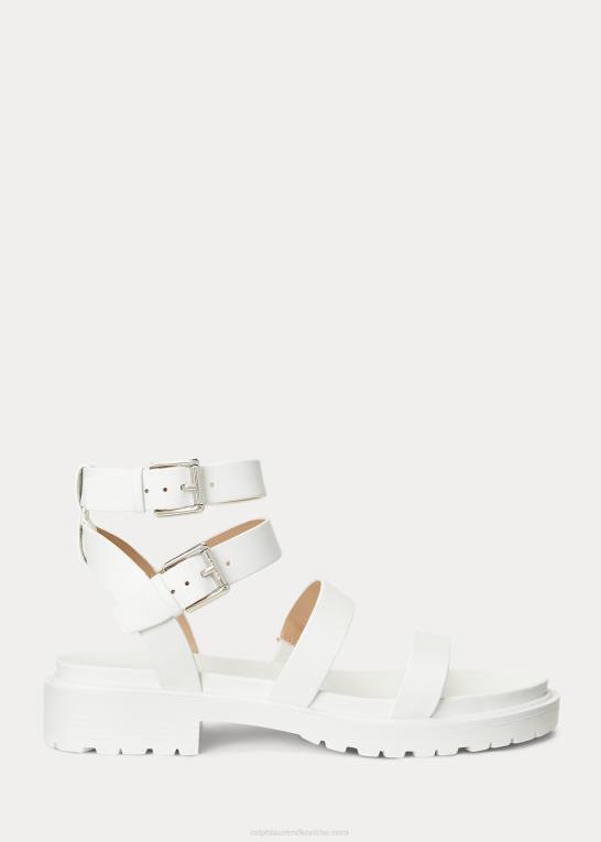 sne hvid Kvinder Ralph Lauren kayleen nappa læder sandal Z426B9602