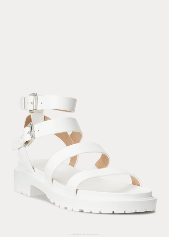 sne hvid Kvinder Ralph Lauren kayleen nappa læder sandal Z426B9602