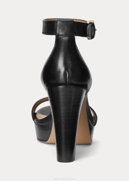 sort Kvinder Ralph Lauren Sylvia sandal i poleret læder Z426B5021