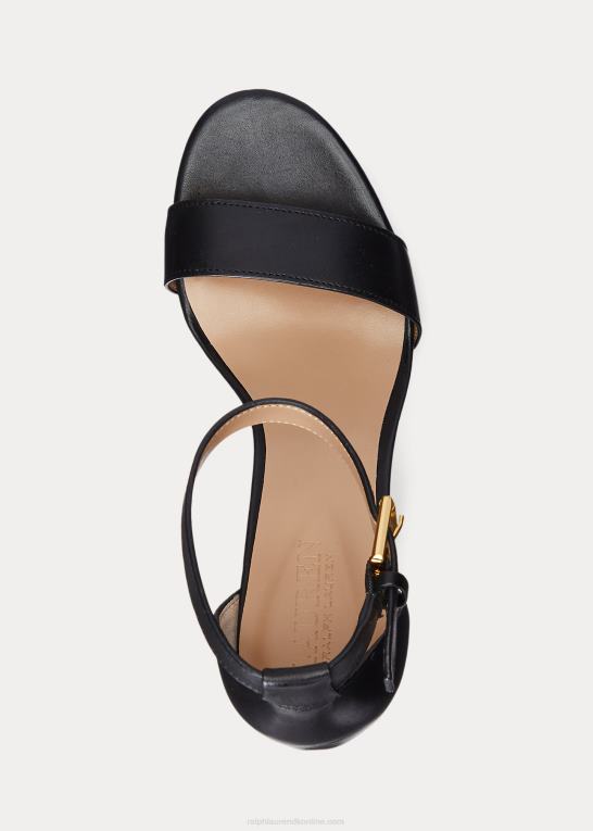 sort Kvinder Ralph Lauren Sylvia sandal i poleret læder Z426B5021