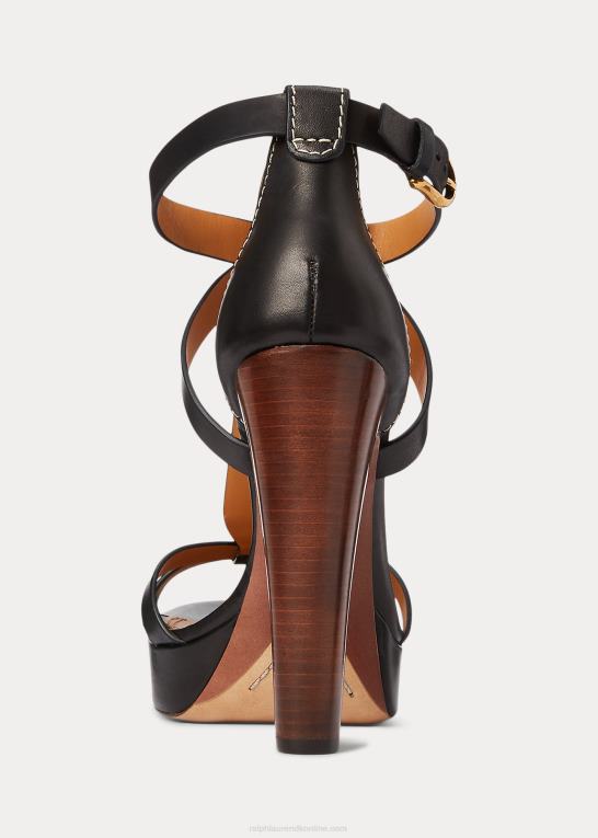 sort Kvinder Ralph Lauren dakota sandal af poleret kalveskind Z426B9654