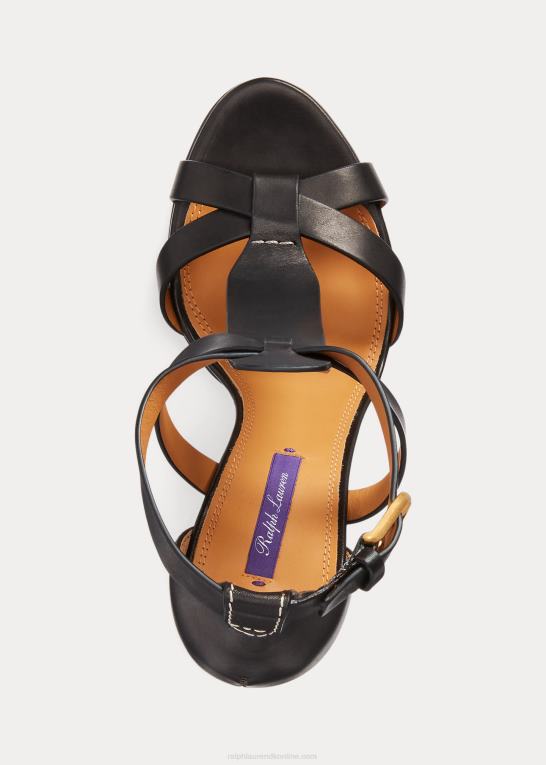 sort Kvinder Ralph Lauren dakota sandal af poleret kalveskind Z426B9654