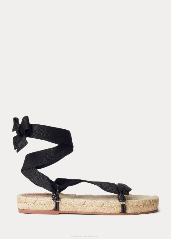 sort Kvinder Ralph Lauren espadrillesandaler med snørebånd Z426B4966