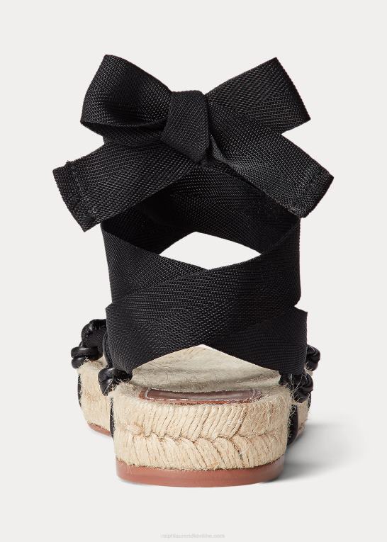 sort Kvinder Ralph Lauren espadrillesandaler med snørebånd Z426B4966
