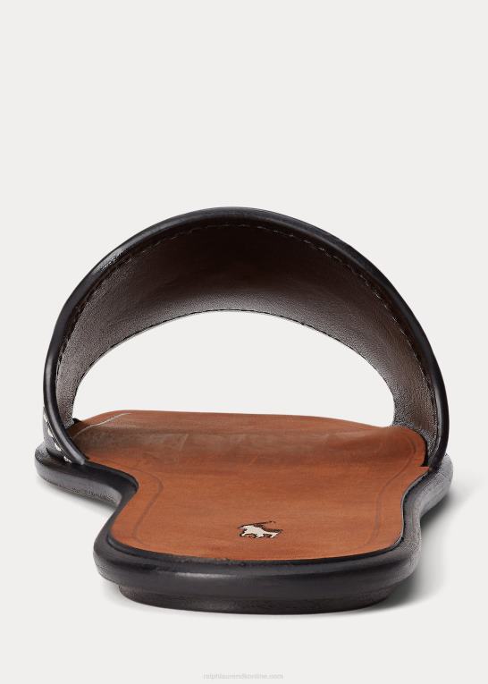sort Kvinder Ralph Lauren glidesandal i læder fra vachetta Z426B4969