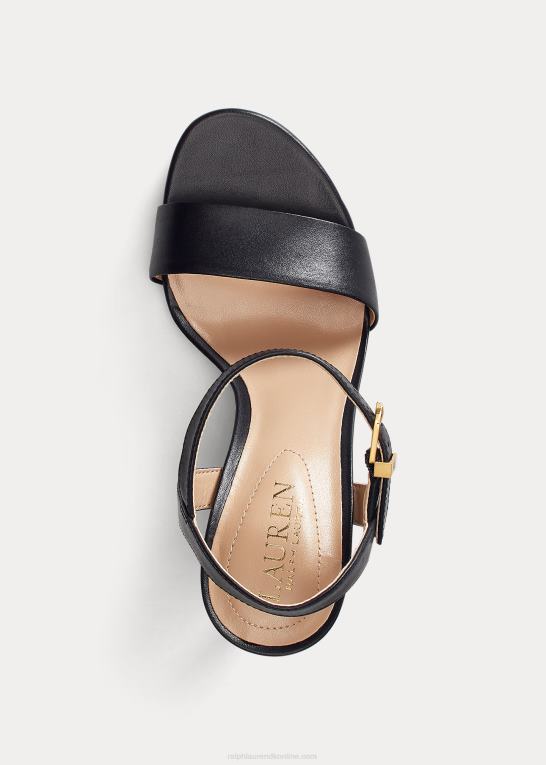 sort Kvinder Ralph Lauren gwen sandal i poleret læder Z426B5024