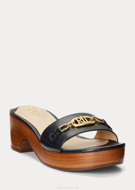 sort Kvinder Ralph Lauren roxanne nappa læder sandal Z426B5014