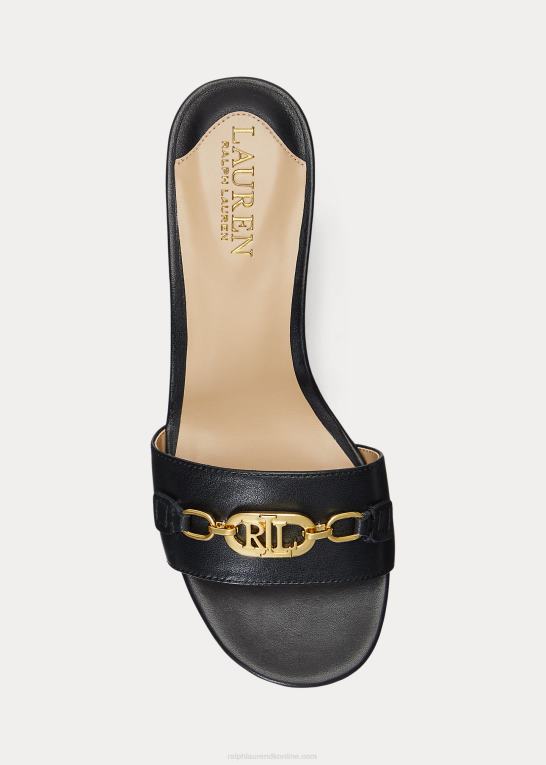 sort Kvinder Ralph Lauren roxanne nappa læder sandal Z426B5014
