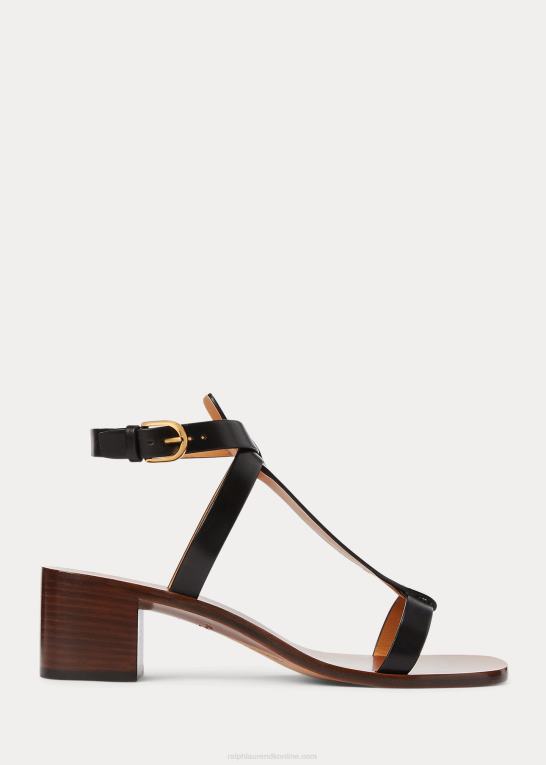 sort Kvinder Ralph Lauren sandal af dyllon poleret kalveskind Z426B9651