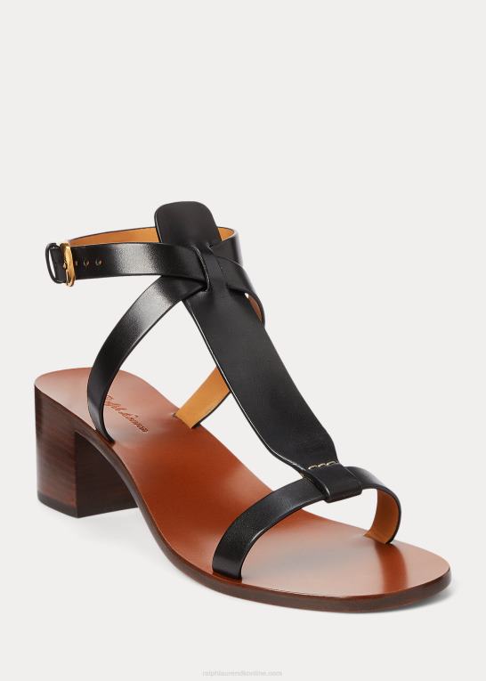 sort Kvinder Ralph Lauren sandal af dyllon poleret kalveskind Z426B9651