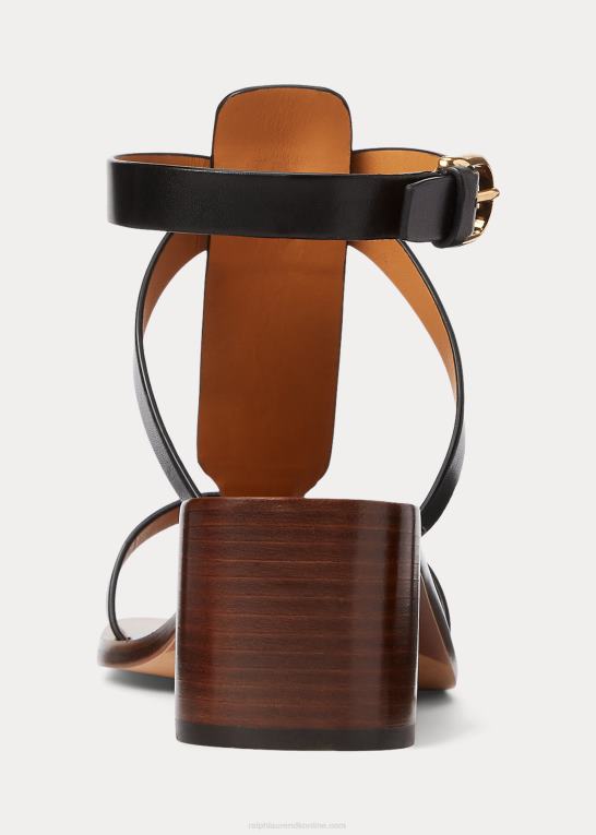 sort Kvinder Ralph Lauren sandal af dyllon poleret kalveskind Z426B9651