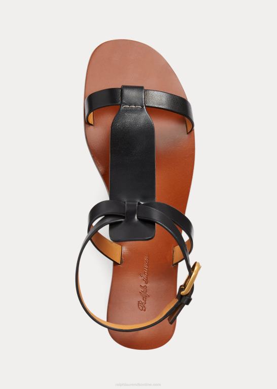 sort Kvinder Ralph Lauren sandal af dyllon poleret kalveskind Z426B9651