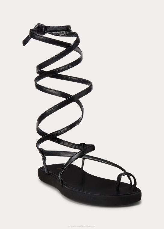 sort Kvinder Ralph Lauren sandal med snørebånd med tårem Z426B4964