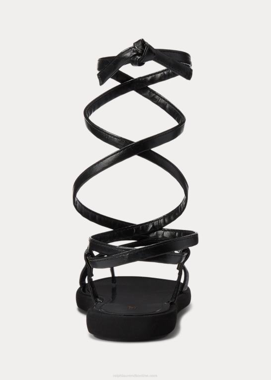 sort Kvinder Ralph Lauren sandal med snørebånd med tårem Z426B4964