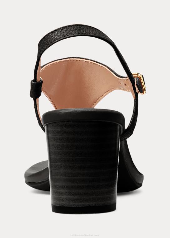 sort Kvinder Ralph Lauren westcott ii sandal i tromlet læder Z426B5007