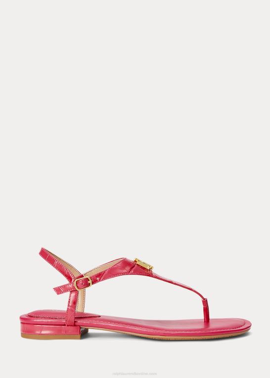 sport pink Kvinder Ralph Lauren ellington sandal i præget læder Z426B9598