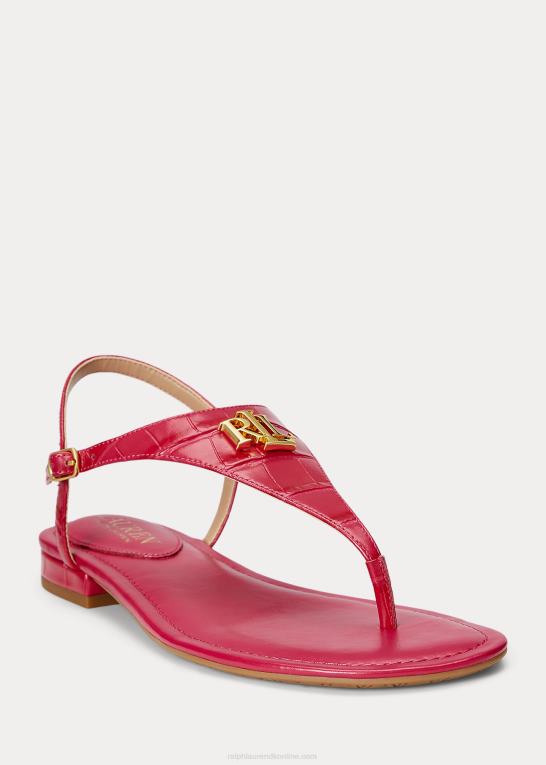 sport pink Kvinder Ralph Lauren ellington sandal i præget læder Z426B9598