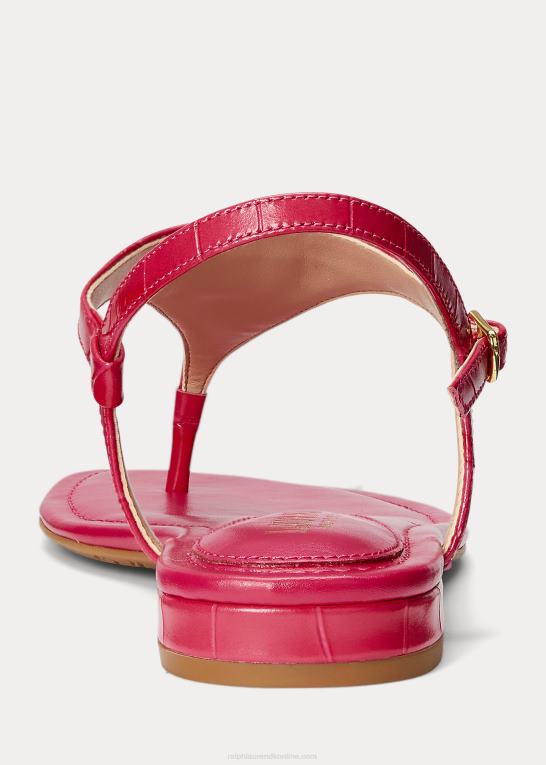 sport pink Kvinder Ralph Lauren ellington sandal i præget læder Z426B9598