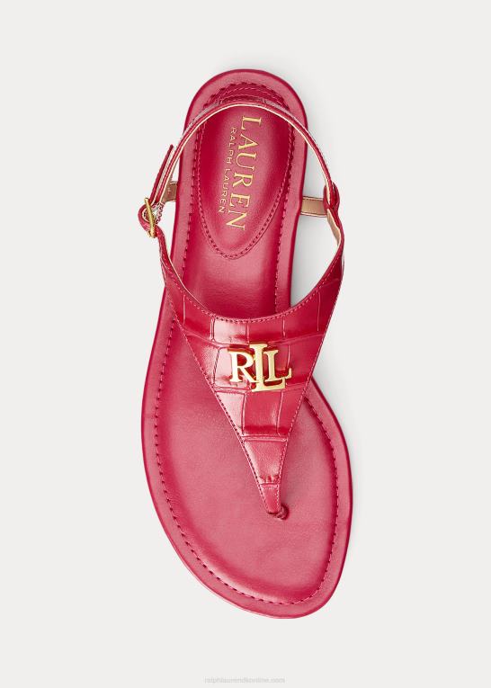 sport pink Kvinder Ralph Lauren ellington sandal i præget læder Z426B9598