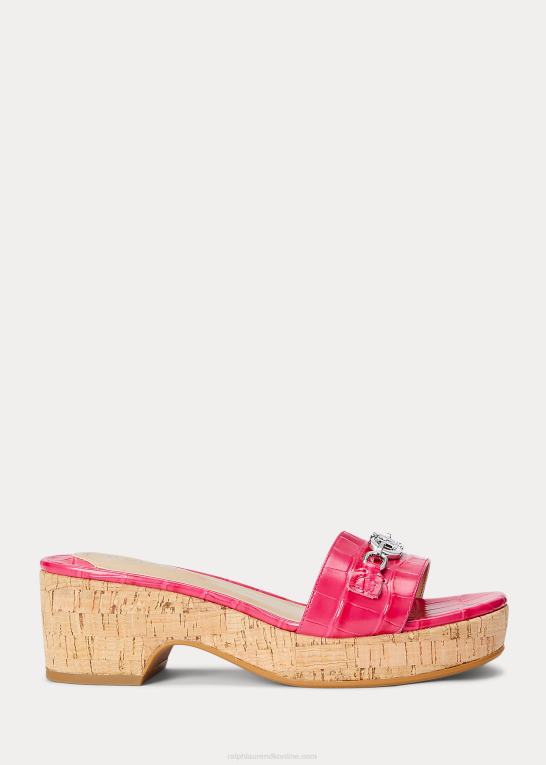 sport pink Kvinder Ralph Lauren roxanne sandal i præget læder Z426B5029