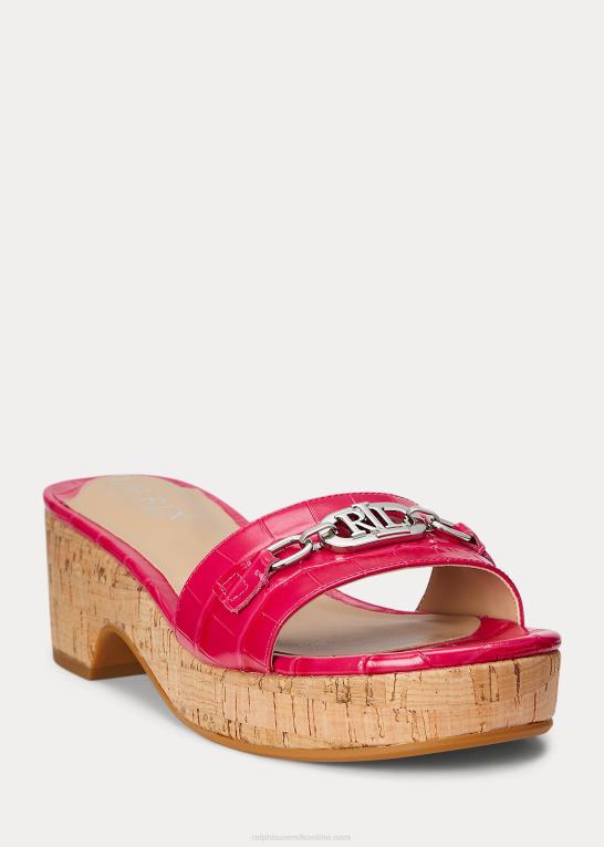 sport pink Kvinder Ralph Lauren roxanne sandal i præget læder Z426B5029