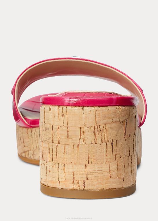 sport pink Kvinder Ralph Lauren roxanne sandal i præget læder Z426B5029